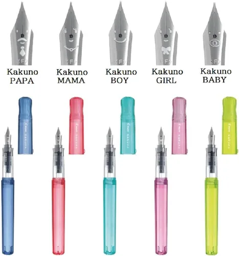 Vista 6 de Pilot - Pluma estilográfica Kakuno Family Series Kakuno Papa, color azul transparente, punta media, FKA-1SR-KPL-M con adhesivo Kanji LOVE de 5.15 x