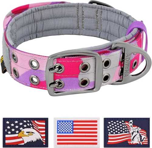 Vista 35 de ADITYNA Collar de perro resistente para perros extra grandes con mango de Collar táctico de camuflaje para caminar, entrenar, uso diario