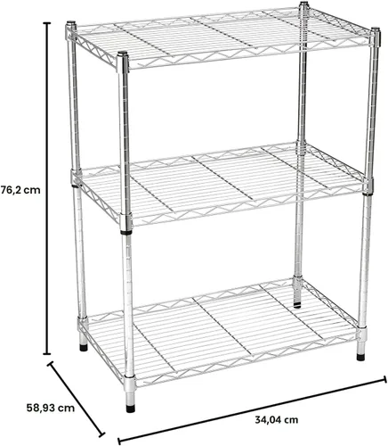 Vista 3 de Amazon Basics Estante organizador ajustable de alambre de acero resistente con 3 estantes para cocina, garaje, 23.2 pulgadas de largo x 13.4