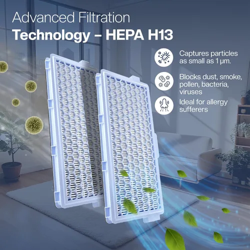 Vista 2 de 3 filtros para aspiradora Miele [compacto C1 y C2, C2 completo y C3, S8340, S4000–S8999] [Sustituye a SF-HA 50] – 3 filtros HEPA y 3 filtros