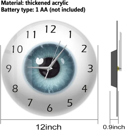 Vista 2 de The Geeky Days Reloj de pared silencioso con diseño de ojo pupila visión visión oftalmología reloj de pared silencioso de cuarzo 12 pulgadas todo lo