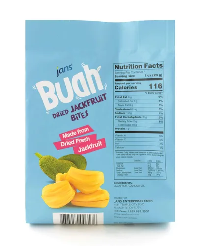 Vista 2 de Jans Buah Chips de Jaca Deshidratada 7.05 oz (Paquete de 6) Chips de Fruta de Jaca – Bocadillo de Fruta Real – Sin Gluten, Dulce y Crujiente