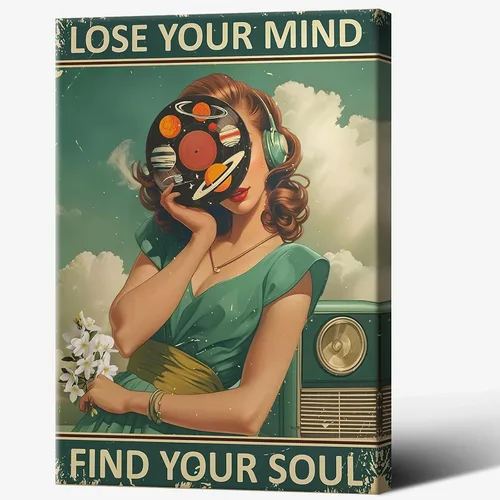Vista 14 de Póster vintage con texto en inglés «Lose Your Mind Find Your Soul» («Lose Your Mind Find Your Soul») con cita inspiradora, arte de pared, arte
