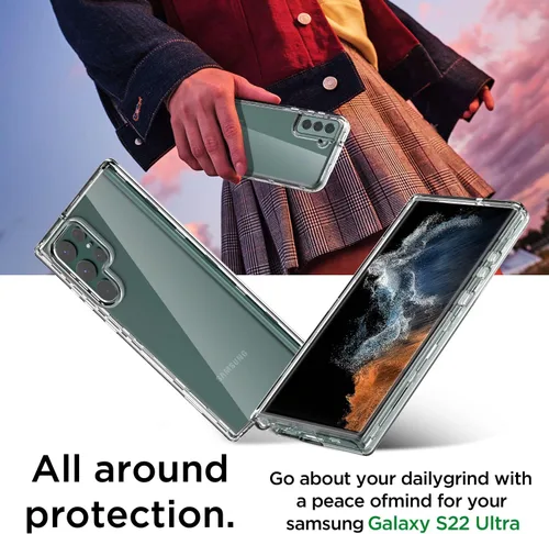 Vista 2 de AICase Funda transparente para Galaxy S22 Ultra (6.8 pulgadas), resistente protección contra caídas, cuerpo completo, a prueba de golpes, a prueba
