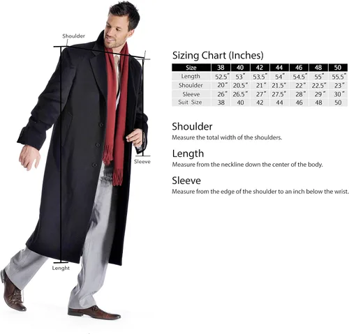 Vista 3 de Cashmere Boutique Abrigo de longitud completa para hombre en cachemira 100% pura (color negro, carbón, azul marino 38404244464850)