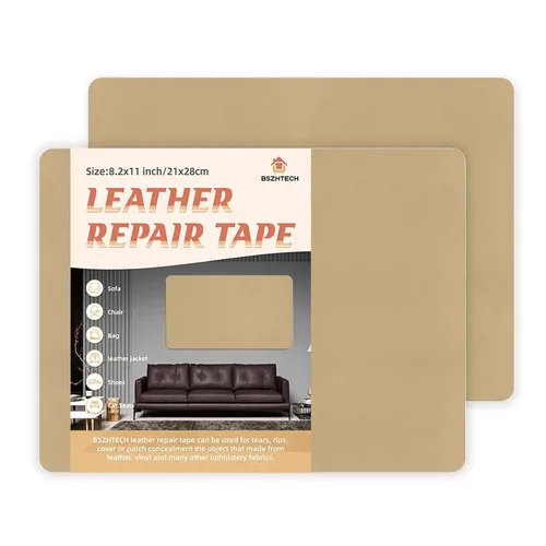 Vista 10 de BSZHTECH Cinta de reparación de cuero, parche de reparación de cuero autoadhesivo para sofás, muebles, sofás, asientos de automóvil, kit avanzado