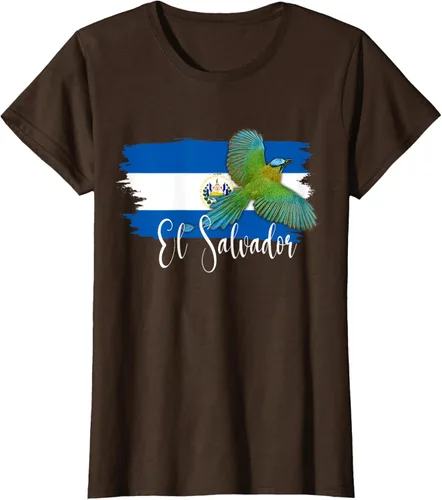 Vista 20 de Camiseta con la bandera de El Salvador, mapa de El Salvador, camiseta de Salvador para mujer, Negro