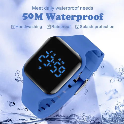 Vista 7 de Reloj deportivo digital para niños y niñas con contador de pasos, alarma vibratoria y despertador. Rastreador de actividad a prueba de agua, sin