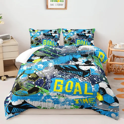 Vista 21 de AILONEN Juego de edredón de béisbol tamaño individual, juego de ropa de cama para niños, cama deportiva para niños en una bolsa, 1 juego de edredón