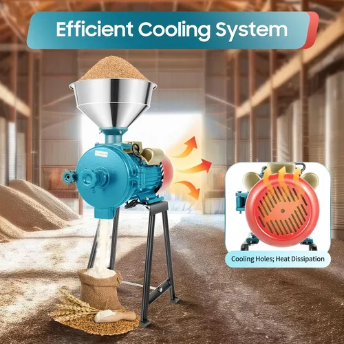 Vista 4 de Molinillo eléctrico de 2200 W, molinillo de alimentación eléctrica comercial resistente, molinillo seco de 1400 r/min, cereales, grano de maíz