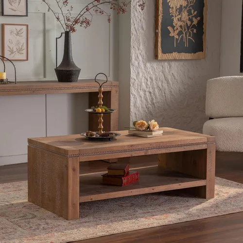 Vista 12 de Mesa de centro de madera para sala de estar, mesa de centro de artesanía vintage de granja, mesa de centro curvada de diseño Art Deco, mesas de té