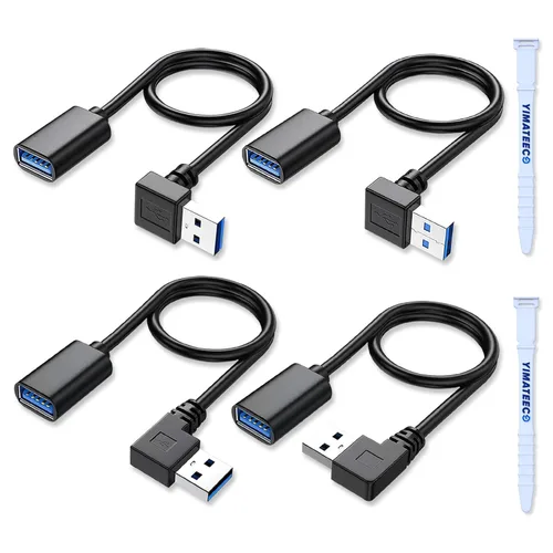 Vista 16 de Cable de extensión USB3.0 en ángulo descendente, cable de extensión USB A hembra a USB-A macho, cable extensor con contactos chapados en oro