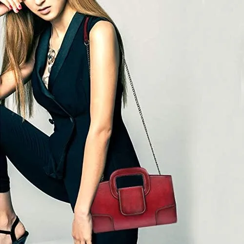 Vista 7 de Goclothod Bolso de mano con asa superior para mujer estilo vintage con solapa bandolera