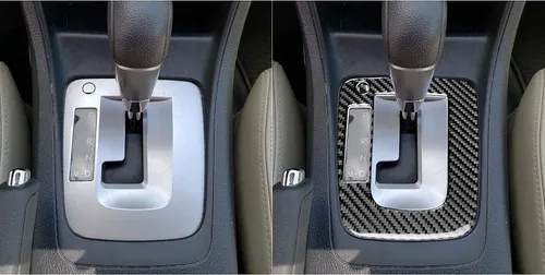 Vista 4 de Panel de cambio de marchas de fibra de carbono real para consola central, marco externo, accesorios para el interior del automóvil, adhesivo