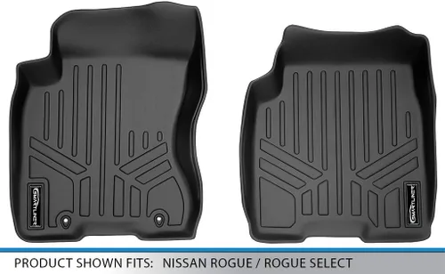 Vista 4 de SMARTLINER Juego de alfombrillas de primera fila de ajuste personalizado compatibles con Nissan Rogue 2008-2013