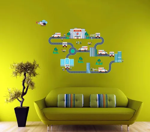 Vista 8 de The City - Vinilo adhesivo de vinilo para habitación de niños, camión de basura, colección de residuos sólidos, para dormitorio de niños, sala