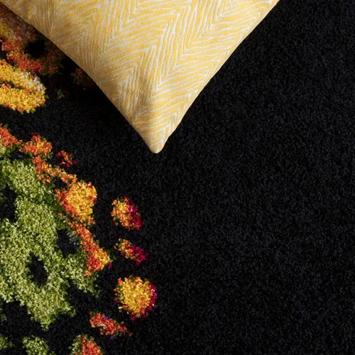 Vista 5 de SAFAVIEH Fiesta Shag Collection - Alfombra para pasillo, 2 pies 3 pulgadas x 8 pies, color negro y amarillo, diseño moderno, no desprende pelusa