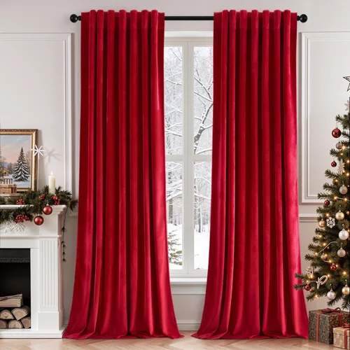 Vista 56 de EMEMA Cortinas de terciopelo negro, 2 paneles de 40 x 63 pulgadas de largo, bolsillo trasero para barra