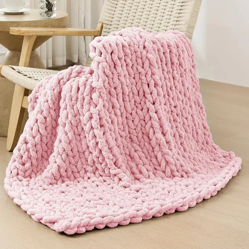 Vista 60 de Bigacogo - Cobija de punto grueso de 40 x 40 pulgadas, de felpilla, 100% tejida a mano, cobija pequeña de punto trenzado suave y grueso, con nudo