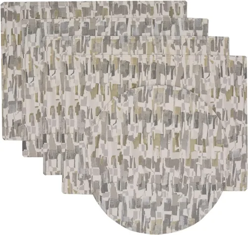 Vista 8 de Britto Moonstone - Juego de dos manteles individuales en forma de cuña con estampado gris