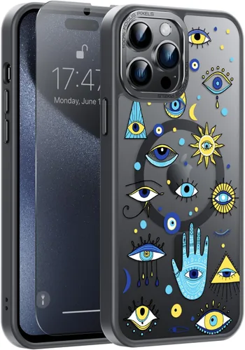Vista 85 de Goodon para iPhone 15 Pro Max con protector de pantalla de privacidad, compatible con Magsafe, funda translúcida mate a prueba de golpes - Linda