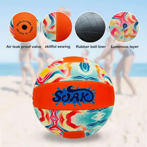 Vista 2 de SOAK Balón de voleibol de playa suave, brilla por la noche, pelota de voleibol impermeable para interiores y exteriores para adultos, adolescentes