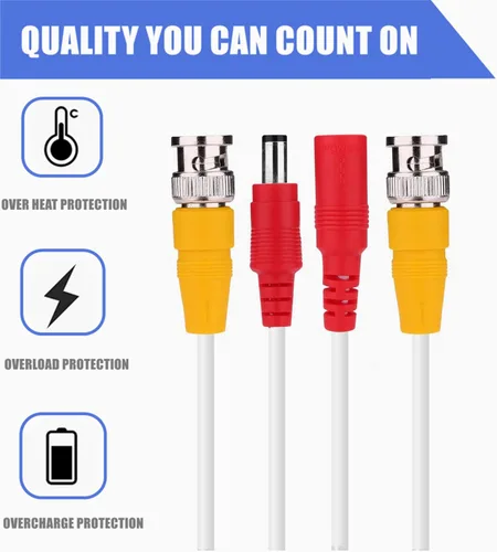 Vista 2 de Reemplazo blanco del cable de extensión BNC de 150 pies para el sistema de seguridad Wisenet SDC-89445BF