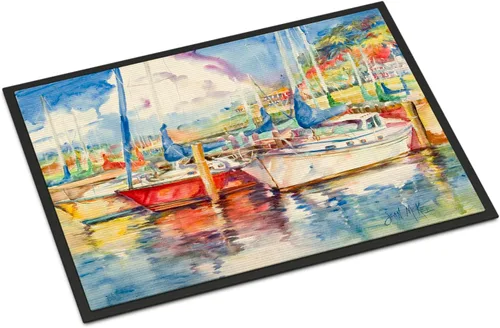 Vista 224 de Caroline's Treasures JMK1017JMAT - Tapete de caza de rana garza azul, 24 x 36 pulgadas, tapete para puerta delantera, interior y exterior