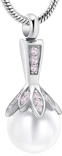 Vista 10 de Memorial Jewelry Collar de urna de perlas, recuerdo para cenizas de cremación para mujer