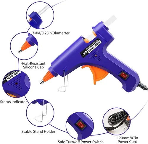 Vista 2 de Hot Glue Gun Kit Mini: Mini Hot Glue Guns Kit with 30 Sticks Melt Glue Gun Craft for Kids School DIY Arts Home Quick Repairs Blue