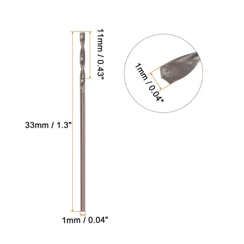 Vista 2 de HARFINGTON 12 brocas de cobalto, 0.039 in, M35 de alta velocidad, de acero de alta velocidad, brocas de vástago recto para metal duro, acero