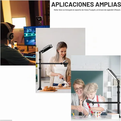 Vista 6 de NEEWER Soporte de escritorio para cámara con brazo de montaje C Amera superior y cabezal de bola de 1/4 pulgadas, soporte de luz de mesa ajustable