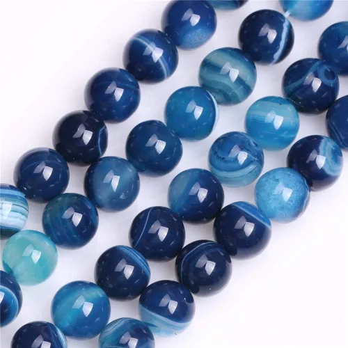 Vista 102 de GEM-Inside Cuentas Sueltas de Piedras Preciosas de Ágata Azul Bandeada Natural de 6mm Cuentas Redondas de Piedra de Energía para Hacer Joyas 15