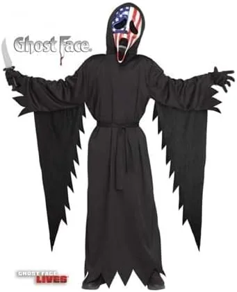 Vista 2 de Fun World Disfraz patriótico de cara de fantasma para niños, Negro
