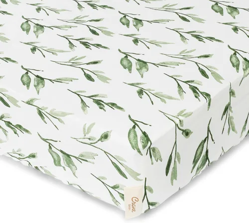Vista 28 de Crane Baby Sábana bajera, sábana bajera ajustable de algodón suave para cunas y guarderías, cobre beige, 28 pulgadas de ancho x 52 pulgadas de alto