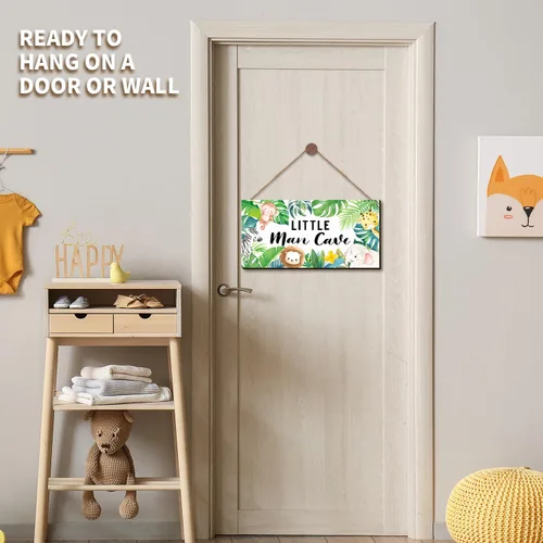Vista 6 de ZIEYOMI - Letrero de cueva de hombre pequeño, decoración de habitación de bebé, temática de animales de safari en la selva, decoración de dormitorio