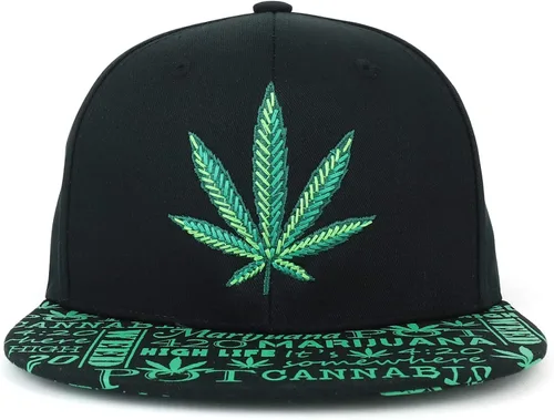 Vista 2 de Trendy Apparel Shop Rasta Marihuana Leaf Weed 3D bordado plano Bill Snapback Cap