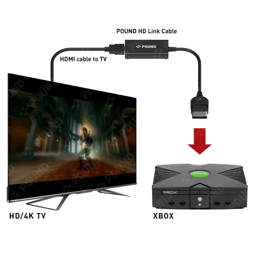 Vista 3 de POUND HD Link Cable for Original Xbox - Compatible with All Modern TVs HDMI Cable for HD Video Quality and 480i720p Resolution On Xbox Classic