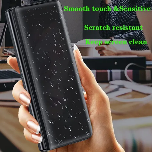 Vista 7 de Paquete de 2 protectores de pantalla de privacidad compatibles con Galaxy Z Fold 3, antiespías, 1 protector de pantalla exterior + 1 protector