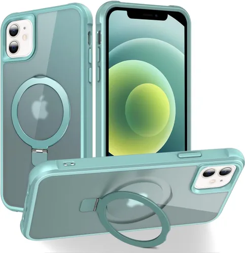 Vista 85 de CHAOFEnG Funda magnética compatible con iPhone 11 con soporte, prueba de caídas de grado militar, compatible con imán, anillo translúcido, parte