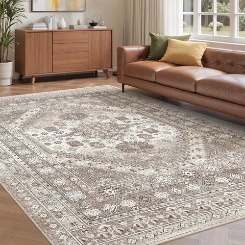 Vista 25 de befbee - Alfombra para sala de estar, lavable y resistente a manchas, con base antideslizante, ideal para dormitorio y cocina, decoración clásica