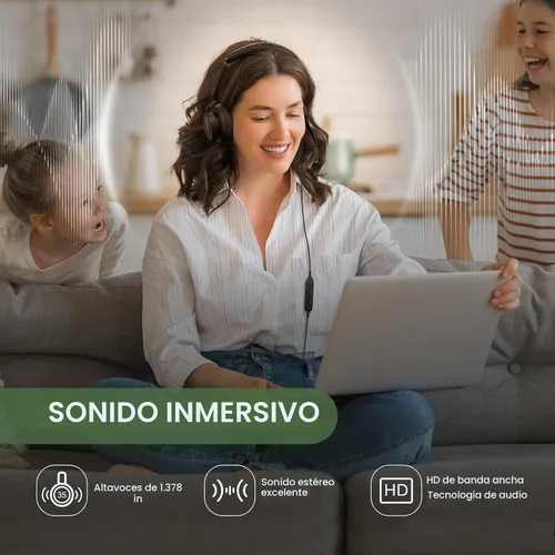 Vista 2 de Yealink Auriculares con cable UH46,USB-C/A, cancelación de ruido AI de 3