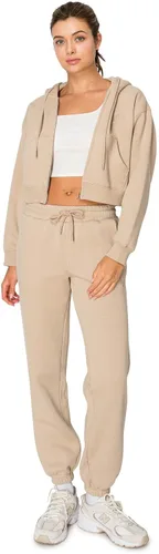 Vista 50 de Cali1850 Pantalón deportivo Cloud Nine Fleece para mujer, cintura alta, ajuste holgado, dos bolsillos, cintura elástica con cordón