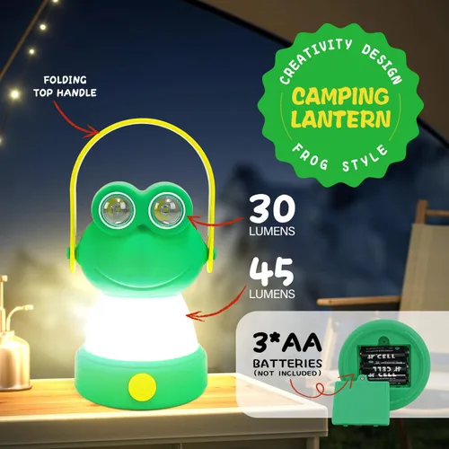 Vista 3 de Linterna LED de campamento para niños de 6 años en adelante, luz nocturna alimentada por batería, regalo temático para el día del niño, cumpleaños