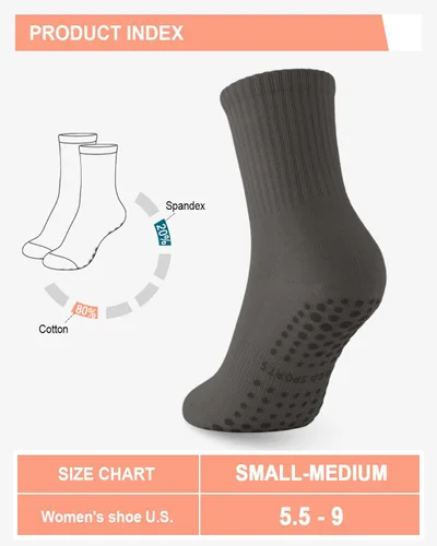 Vista 6 de 6 pares de calcetines de pilates antideslizantes para mujer, calcetines atléticos de yoga para barre ballet, descalzo, entrenamiento, hospital