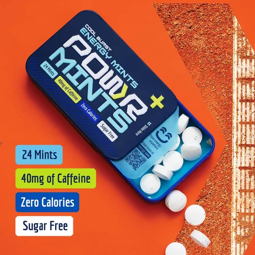 Vista 5 de POWR Mentas energéticas – 24 mentas, 40 mg de cafeína por menta, sin azúcar, cero calorías, sin aspartamo – Pre-entrenamiento, ciclismo, correr