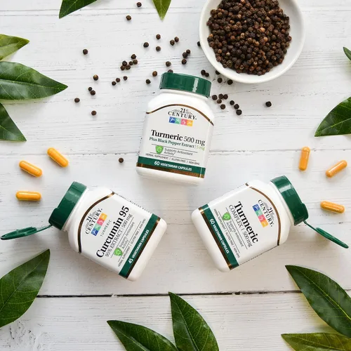 Vista 8 de 21st Century Curcumina 95 suplementos herbarios, 45 unidades (22757) Curcumin 95 with Turmeric Extract 500 mg Standardized to 95 Percent