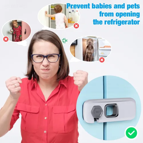 Vista 2 de NiHome Paquete de 6 cerraduras para refrigerador a prueba de niños, 6 cerraduras de seguridad para bebés para refrigeradores, armarios, cajones