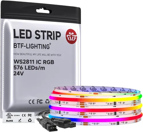 Vista 21 de BTF-LIGHTING FCOB WS2811 IC RGB Tira de LED COB 864LED/m Flexible Alta Densidad Luz Uniforme de Perseguida de Color DC12V 5 m 24IC/m 12mm de Ancho