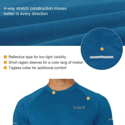 Vista 3 de baleaf Camisetas deportivas de manga corta para hombre de secado rápido